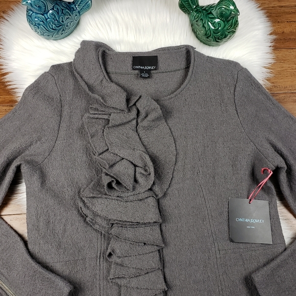 Cynthia Rowley lagenlook ruffle wool jacket size large - Picture 16 of 16